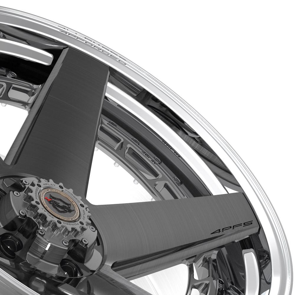 4PLAY Forged Series 4PF5 22x10 5x150mm Brushed w/ Tinted Clear Center & Polished Barrel Wheel