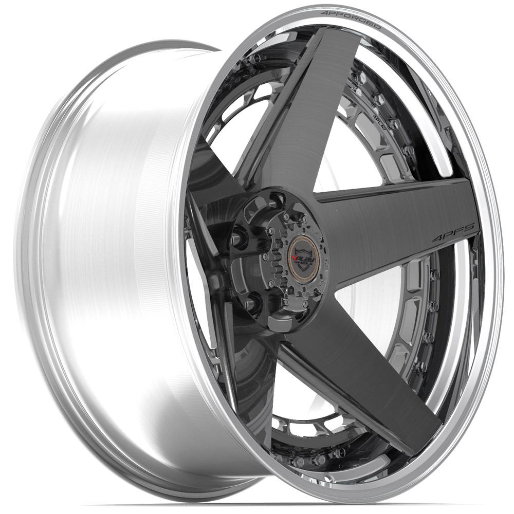 4PLAY Forged Series 4PF5 22x10 5x5" & 5x5.5" Brushed w/ Tinted Clear Center & Polished Barrel