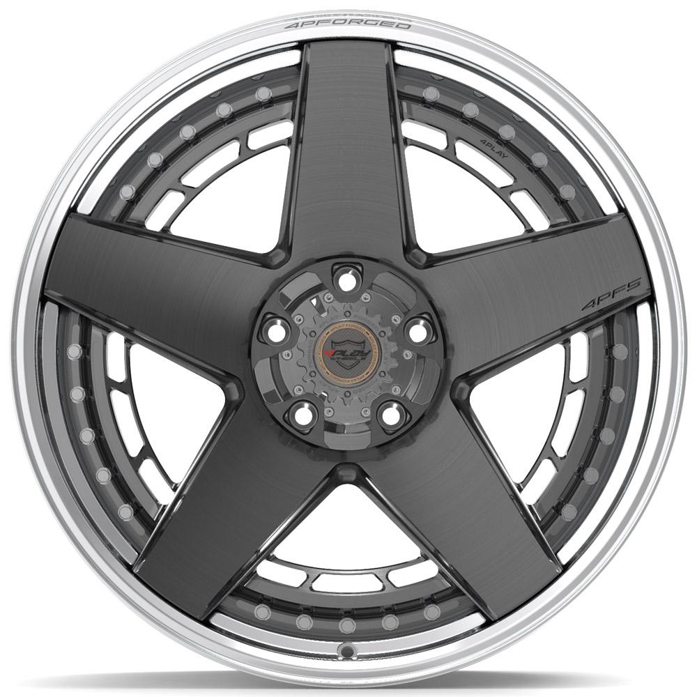4PLAY Forged Series 4PF5 22x10 5x5" & 5x5.5" Brushed w/ Tinted Clear Center & Polished Barrel