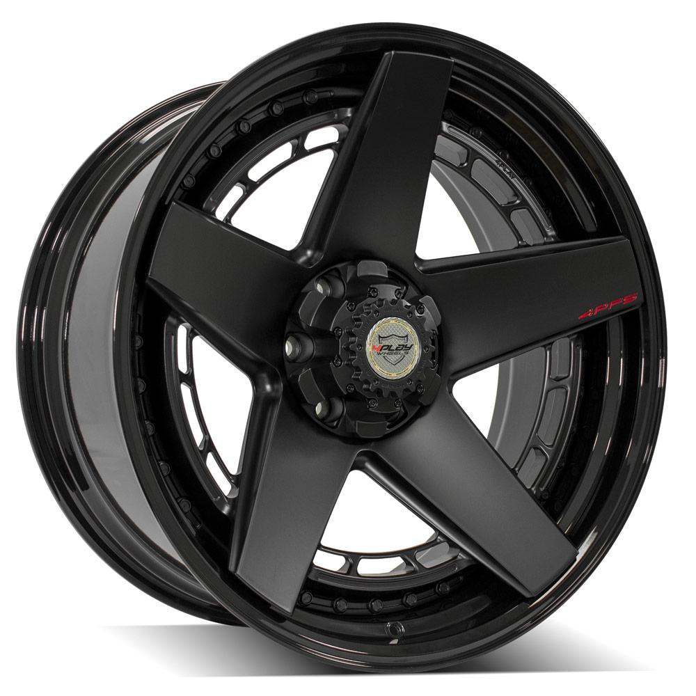 4PLAY Forged Series 4PF5 22x10 6x135mm & 6x5.5" Matte Black Center w/ Gloss Black Barrel