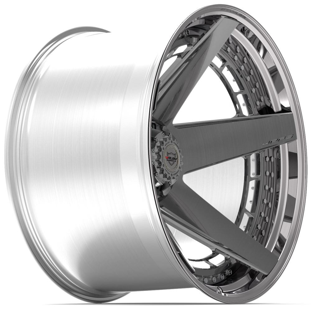 4PLAY Forged Series 4PF5 24x14 6x135mm & 6x5.5" Brushed w/ Tinted Clear Center & Polished Barrel