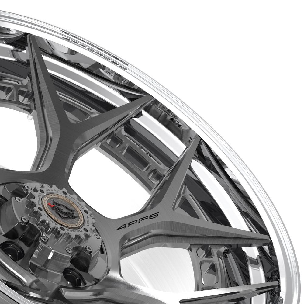 4PLAY Forged Series 4PF6 22x10 5x5" & 5x5.5" Brushed w/ Tinted Clear Center & Polished Barrel