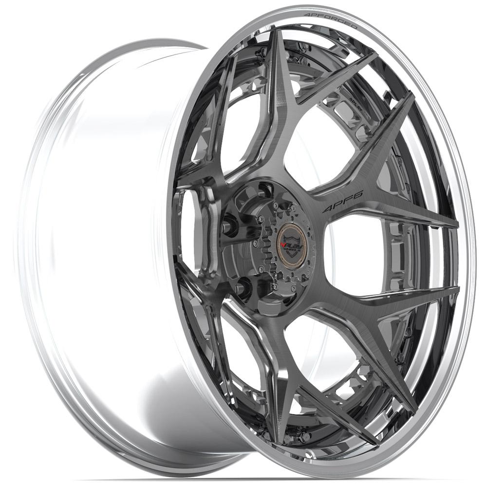 4PLAY Forged Series 4PF6 22x10 5x5" & 5x5.5" Brushed w/ Tinted Clear Center & Polished Barrel