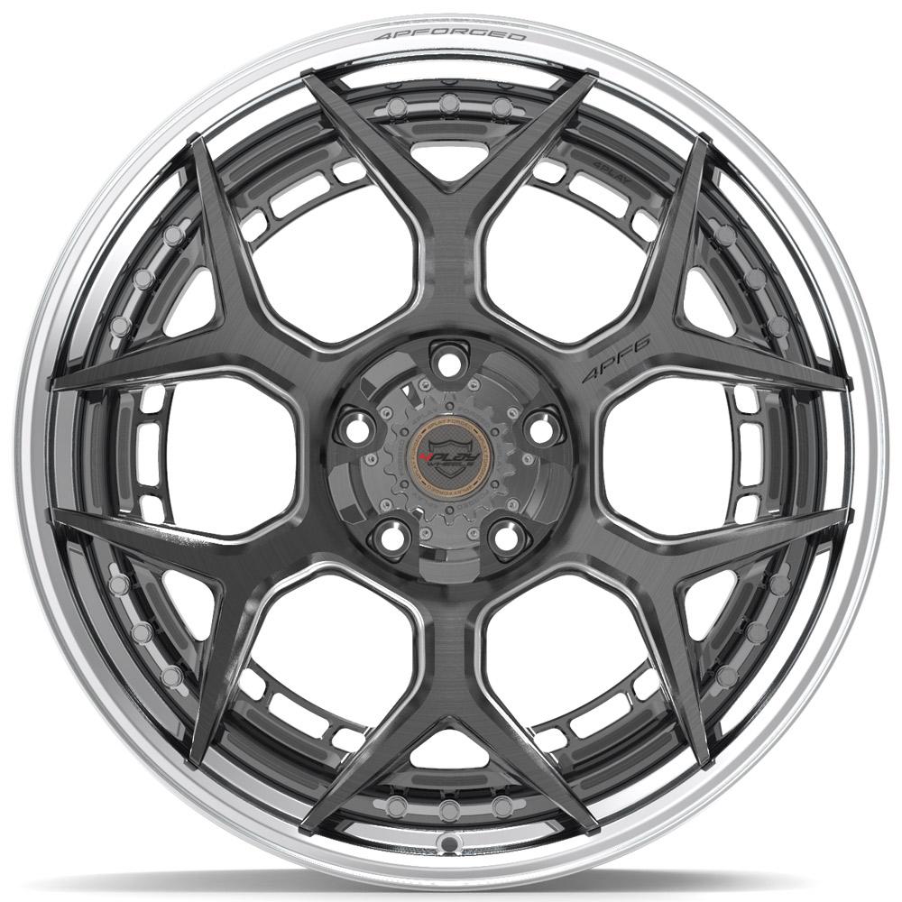 4PLAY Forged Series 4PF6 22x10 5x5" & 5x5.5" Brushed w/ Tinted Clear Center & Polished Barrel