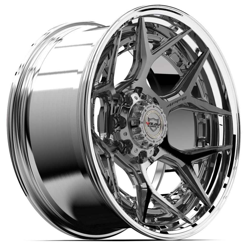 4PLAY Forged Series 4PF6 22x10 8x170mm Brushed w/ Tinted Clear Center & Polished Barrel