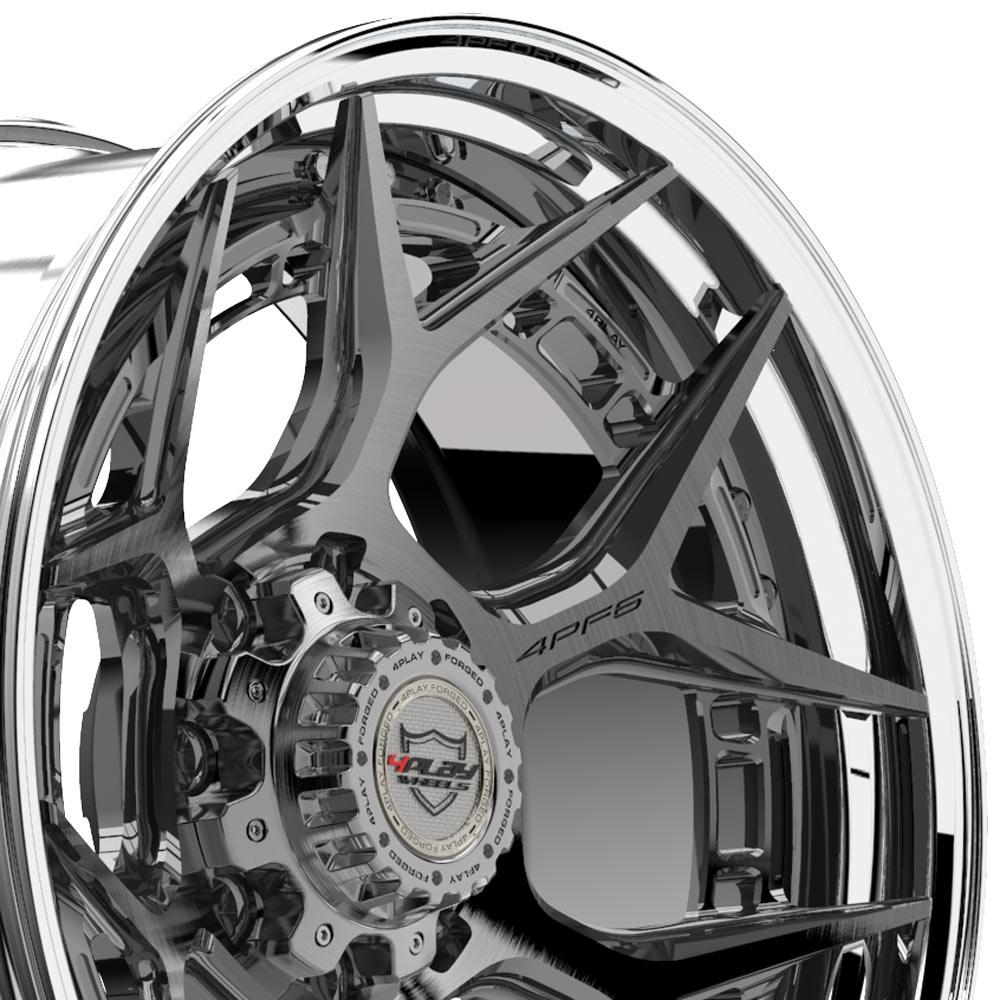 4PLAY Forged Series 4PF6 22x10 8x170mm Brushed w/ Tinted Clear Center & Polished Barrel