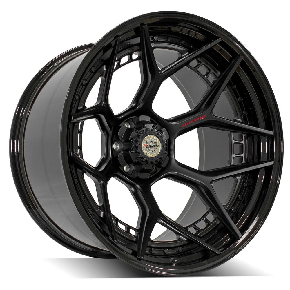 4PLAY Forged Series 4PF6 24x14 6x135mm & 6x5.5" Matte Black Center w/ Gloss Black Barrel