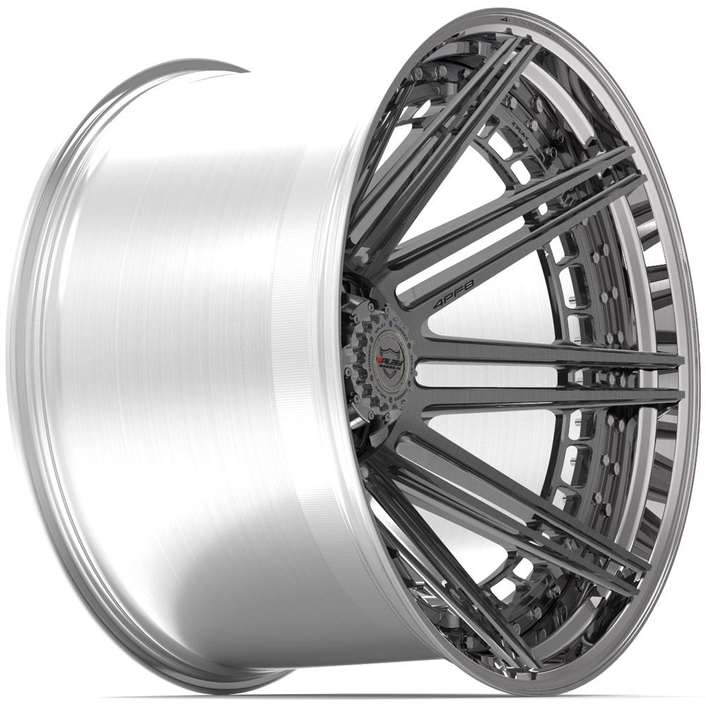 4PLAY Forged Series 4PF8 24x14 6x135mm & 6x5.5" Brushed w/ Tinted Clear Center & Polished Barrel