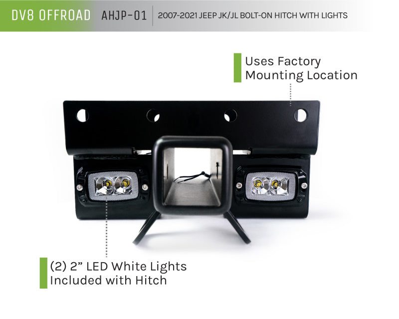 DV8 Offroad 07-21 Jeep Wrangler (JK/JL) Enganche atornillable con luces