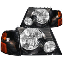 Cargar imagen en el visor de la galería, ANZO 2002-2005 Ford Explorer Crystal Faros delanteros negros con luces de esquina 2 piezas