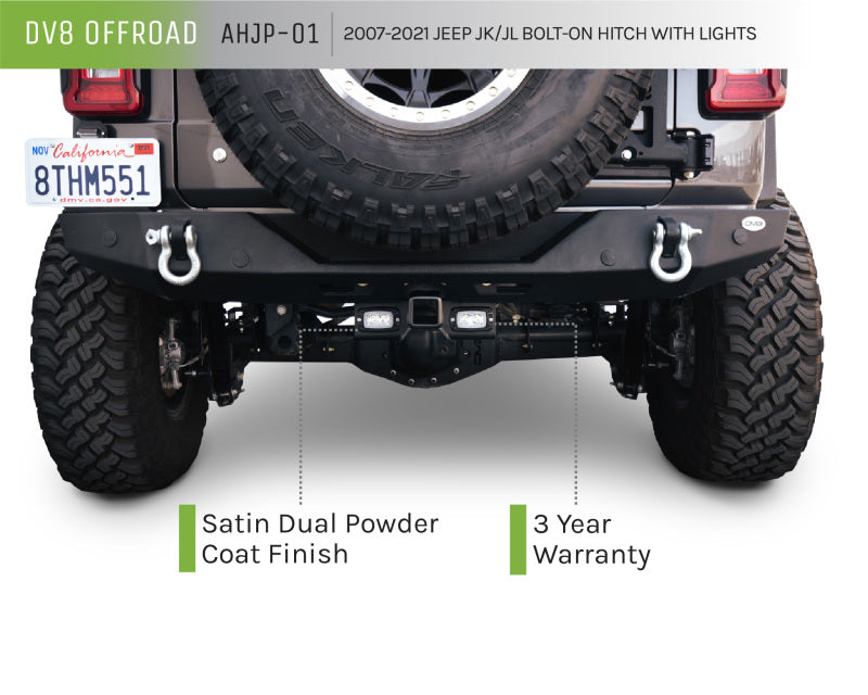 DV8 Offroad 07-21 Jeep Wrangler (JK/JL) Enganche atornillable con luces