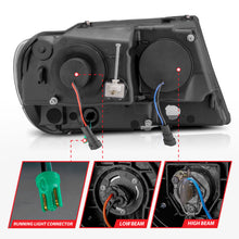 Cargar imagen en el visor de la galería, Faros delanteros de cristal ANZO 99-04 Jeep Grand Cherokee - con barra de luz y carcasa negra