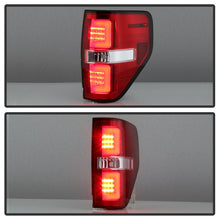 Cargar imagen en el visor de la galería, Spyder 09-14 Ford F150 V2 Light Bar LED Tail Lights - Red Clear (ALT-YD-FF15009V2-LBLED-RC)