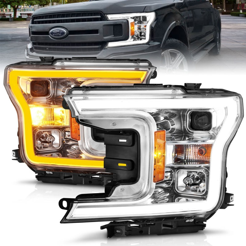 ANZO 2018-2020 Ford F-150 faro proyector con carcasa cromada estilo tablón