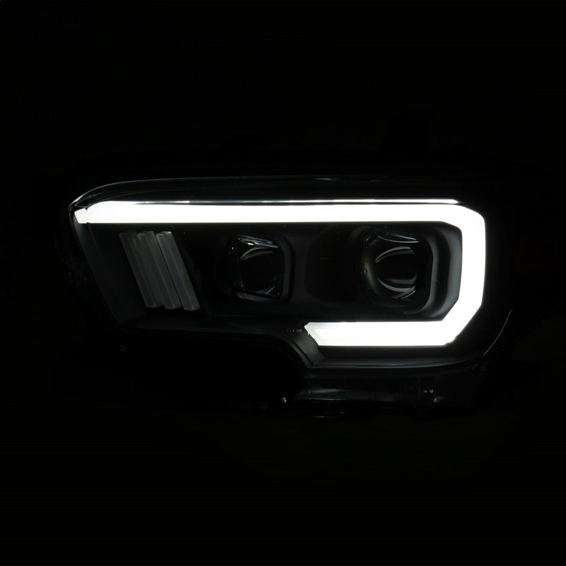 ANZO 2016-2017 Toyota Tacoma Proyector Faros delanteros con estilo de tablón Switchback negro con ámbar