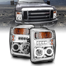 Cargar imagen en el visor de la galería, ANZO 2008-2010 Ford F-250 Faros delanteros con proyector con halo cromado (CCFL)