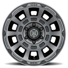 Cargar imagen en el visor de la galería, ICON Thrust Rueda de tinte negro satinado ahumado, 17 x 8,5, 6 x 135, 0.236 in, desplazamiento, 5 pulgadas, BS