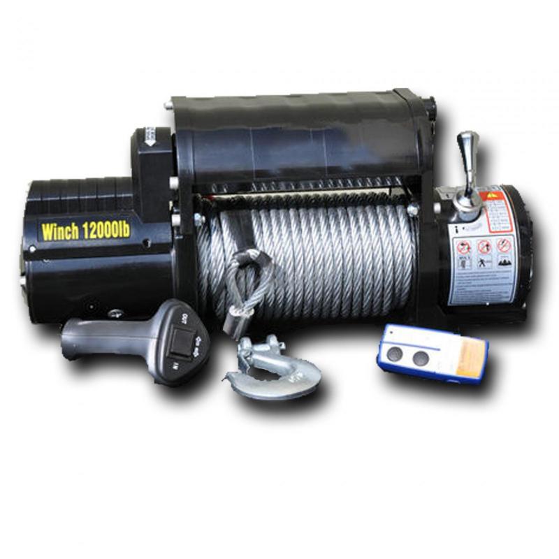 Cabrestante DV8 Offroad de 12000 LB con cable de acero y control remoto inalámbrico - Negro