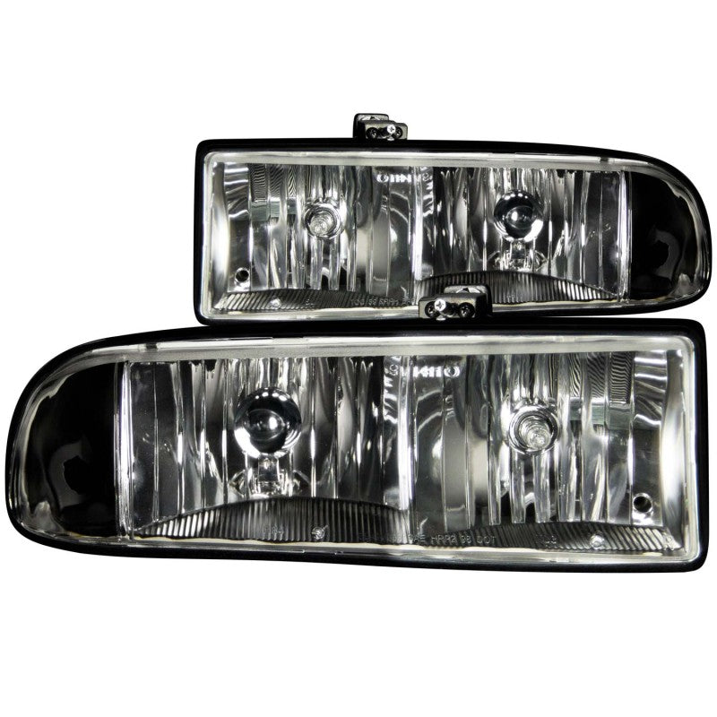 ANZO 1998-2005 Chevrolet S-10 Faros delanteros de cristal, color negro