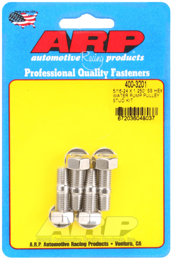 ARP 5/16-24 X 1.250 SS Kit de perno de polea de bomba de agua hexagonal