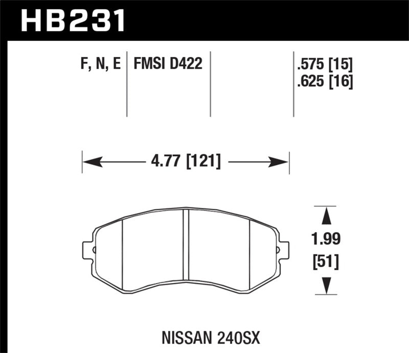 Hawk 89-93 240SX LE y SE (sin ABS) y base / 94-96 240SX SE y base HPS Street Pastillas de freno delanteras