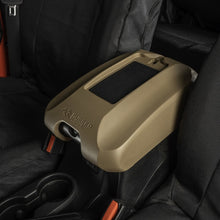 Cargar imagen en el visor de la galería, Rugged Ridge Center Console Cover w/Phone Holder Tan 11-18 jeep Wrangler JK