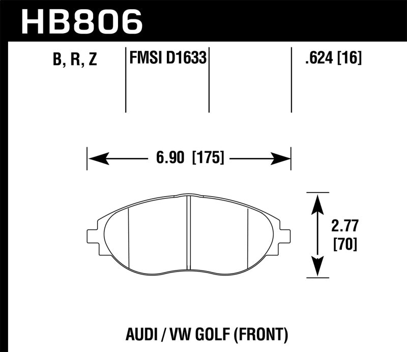 Pastillas de freno delanteras de cerámica Hawk 16-17 Audi A6 Performance