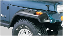 Bushwacker 87-95 Jeep Wrangler Cutout Style Flares 2 piezas de corte opcional no renegado - Negro