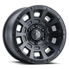 ICON Thrust 17x8.5 5x5 -6mm Offset 4.5in BS Rueda negra satinada