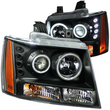 Cargar imagen en el visor de la galería, ANZO 2007-2013 Chevrolet Avalanche Faros delanteros con proyector con halo negro (CCFL)