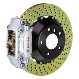 Brembo 07-08 G35/G35S Sedan trasero GT BBK 4 pistones fundidos 345x28 2 piezas rotor perforado-plata