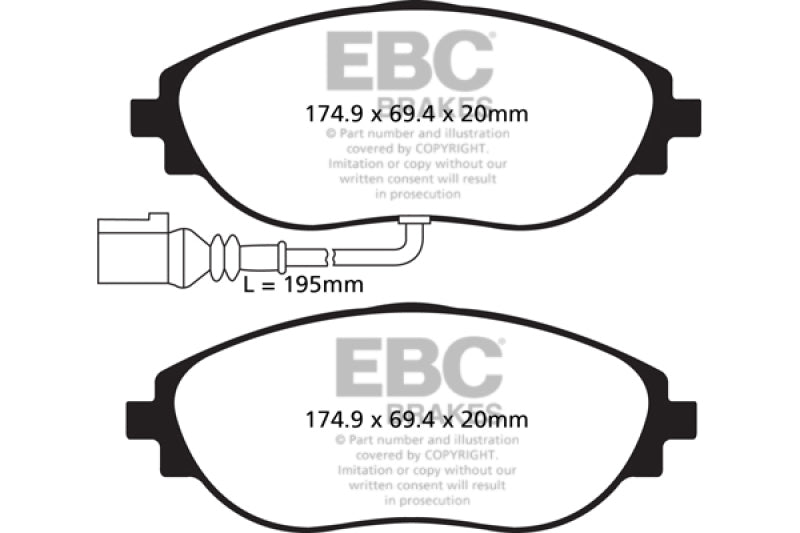 Pastillas de freno delanteras EBC 14-20 Audi S3 2.0 Turbo Yellowstuff