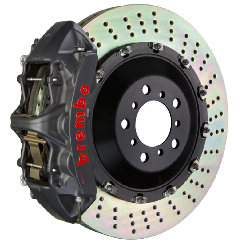 Brembo 2023 Volkswagen Tiguan R (Mk2) Delantero GTS BBK 6 pistones 405x34 Rotores de 2 piezas perforados - Negro H