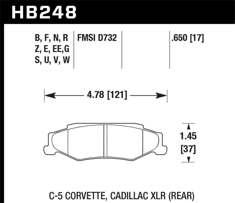 Pastillas de freno traseras Hawk 04-09 Cadillac XLR / 97-11 Chevrolet Corvette DTC-60 Race