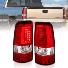 Cargar imagen en el visor de la galería, ANZO 1999-2002 Chevy Silverado 1500 luces traseras LED estilo tablón cromadas con lente roja/transparente
