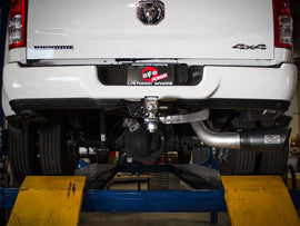 aFe ATLAS Sistema de escape trasero DPF de acero de aluminio de 5 pulgadas con punta negra 19-20 camionetas diésel Ram L6-6.7L (td)