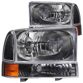 ANZO 2000-2004 Ford Excursion Crystal Faros delanteros negros