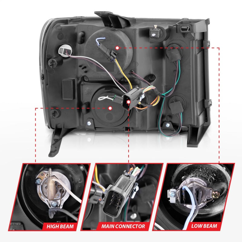 ANZO 2007-2013 Gmc Sierra 1500 Faros delanteros con proyector con halo negro