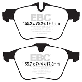 EBC 13+ Jaguar F-Type (solo rotores de hierro fundido) 3.0 Supercharged (340) Pastillas de freno delanteras Redstuff