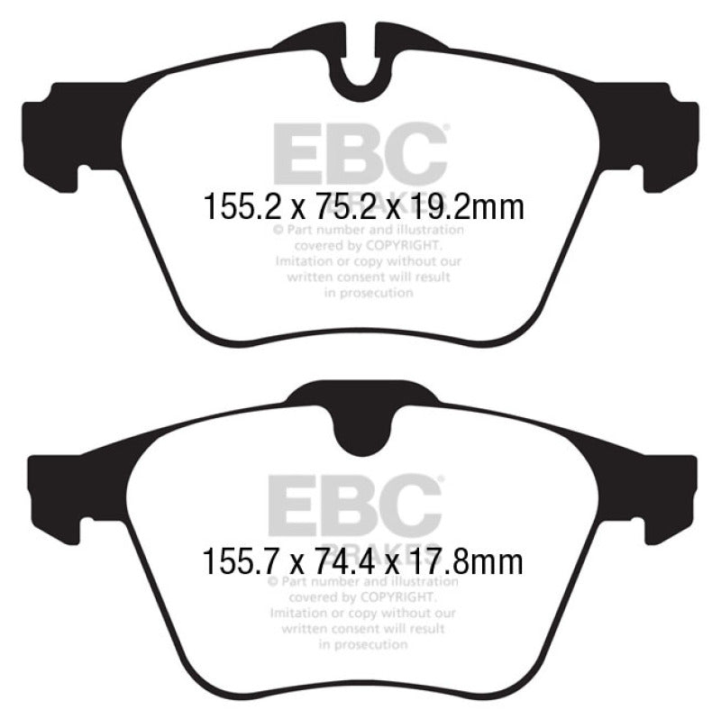EBC 13+ Jaguar F-Type (solo rotores de hierro fundido) 3.0 Supercharged (340) Pastillas de freno delanteras Yellowstuff