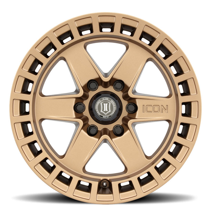 ICON Raider 17x8.5 6x135 6mm Offset 5in BS Rueda de latón satinado