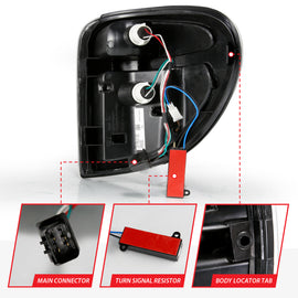ANZO 2004-2007 Dodge Grand Caravan luces traseras LED con barra de luz, carcasa negra, lente ahumada