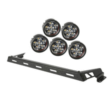 Cargar imagen en el visor de la galería, Rugged Ridge 07-18 Jeep Wrangler JK Black 5 Round LED Hood Mounted Light Bar Kit