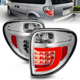 ANZO 2004-2007 Dodge Grand Caravan luces traseras LED con barra de luz, carcasa cromada, lente transparente