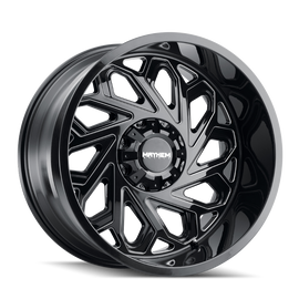Mayhem 8112 Essex 22x12 / 8x165.1 BP / -51mm Offset / 125.2mm Buje Negro con rueda de radios fresados