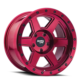 Dirty Life 9315 Compuesto 17x9 / 6x139.7 BP / -38mm Offset / 106mm Hub Rueda roja carmesí