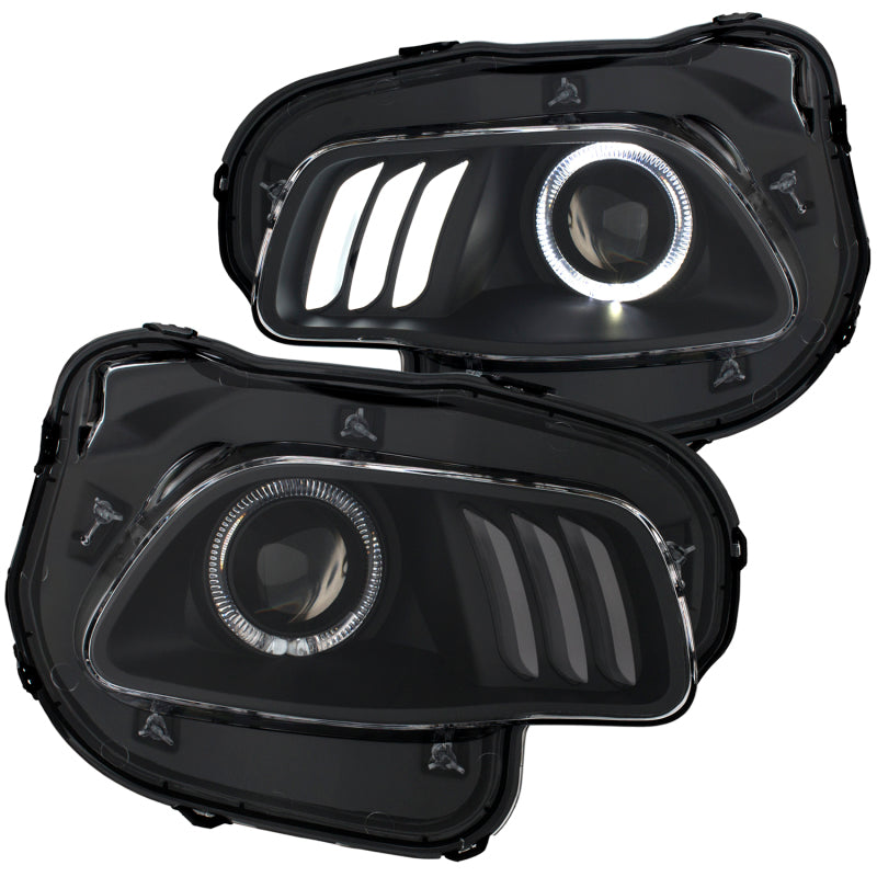 ANZO 2014-2016 Jeep Cherokee Proyector Faros delanteros Negro claro con blanco y rojo