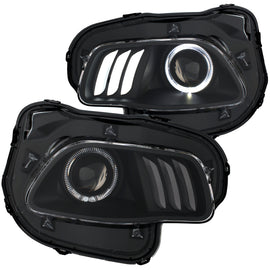 ANZO 2014-2016 Jeep Cherokee Proyector Faros delanteros Negro claro con blanco y rojo