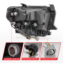 Cargar imagen en el visor de la galería, ANZO 2014-2021 Toyota Tundra Faros delanteros LED de cristal con carcasa negra Switchback con DRL