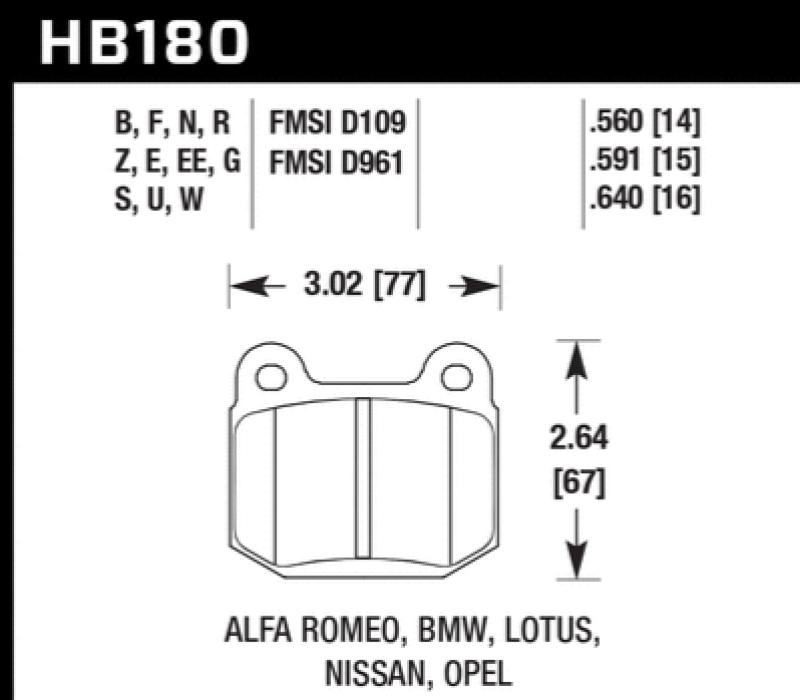Hawk 1984-1986 Alfa Romeo GTV-6 2.5 HPS 5.0 Pastillas de freno delanteras